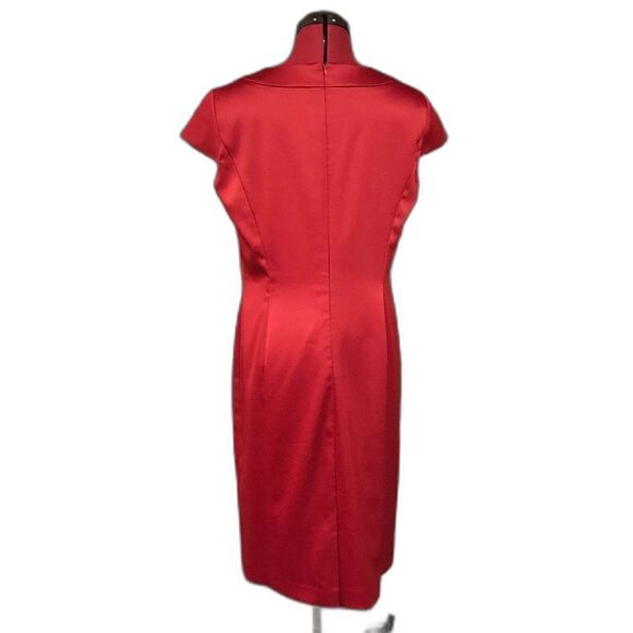 Preston & York Dress Women’s Size 10 Red Sheath Pearl Neckline Cap Sleeves - Picture 4 of 7